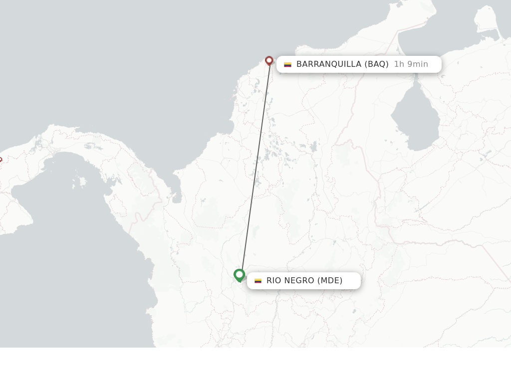 Flights from Medellin to Barranquilla route map