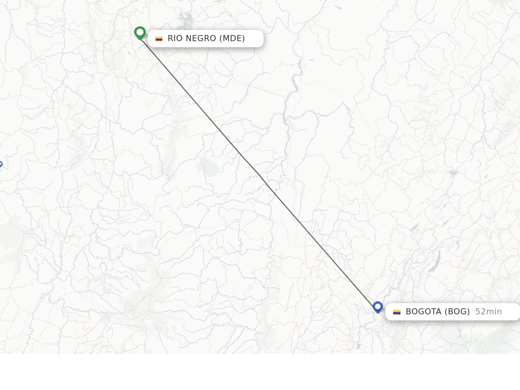 Flights from Rio Negro to Bogota route map