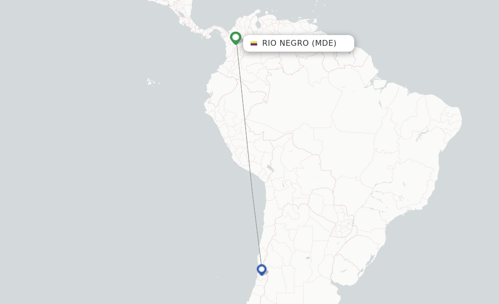 Route map with flights from Medellin with JetSMART