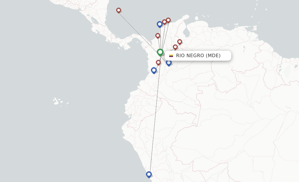 Route map with flights from Medellin with LATAM Airlines