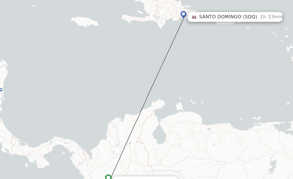Flights from Medellin to Santo Domingo route map