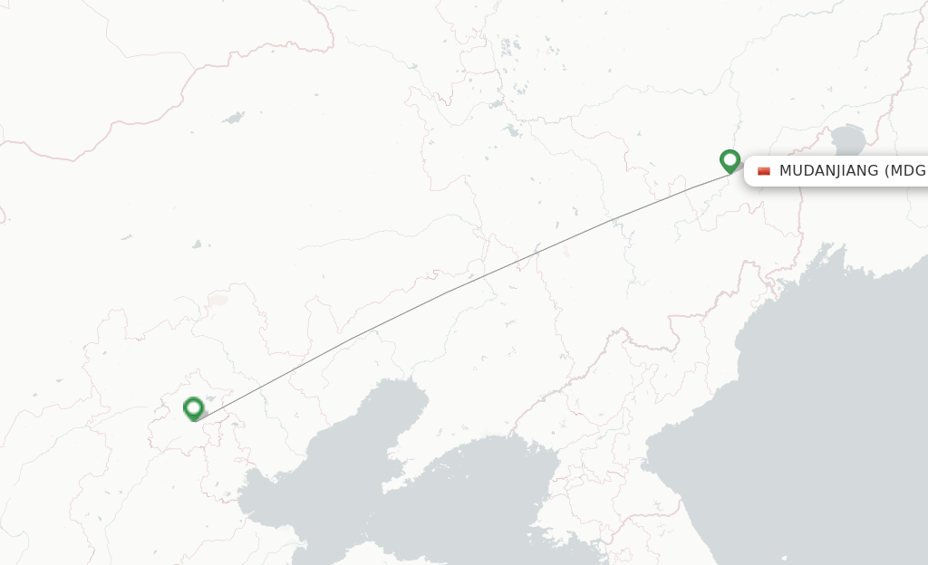 Route map with flights from Mudanjiang with Air China