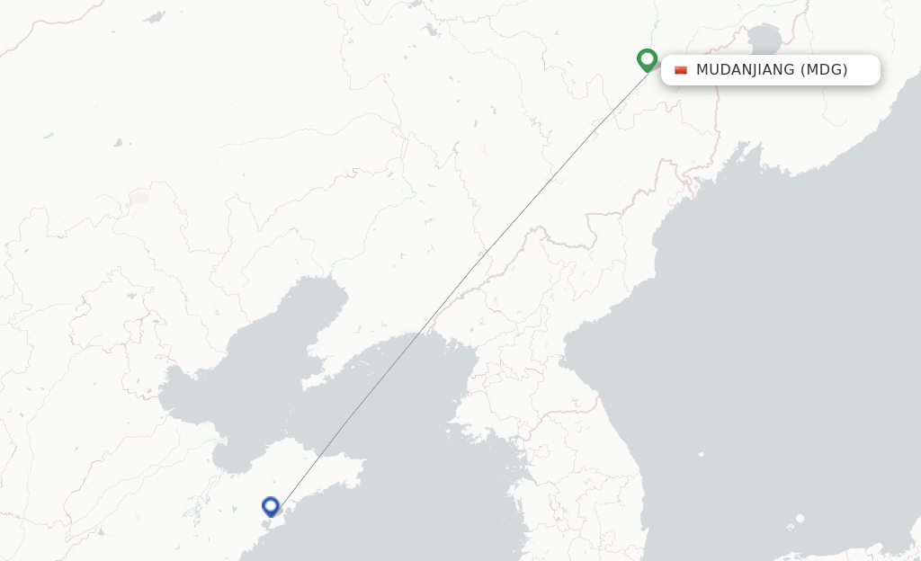Route map with flights from Mudanjiang with Xiamen Airlines