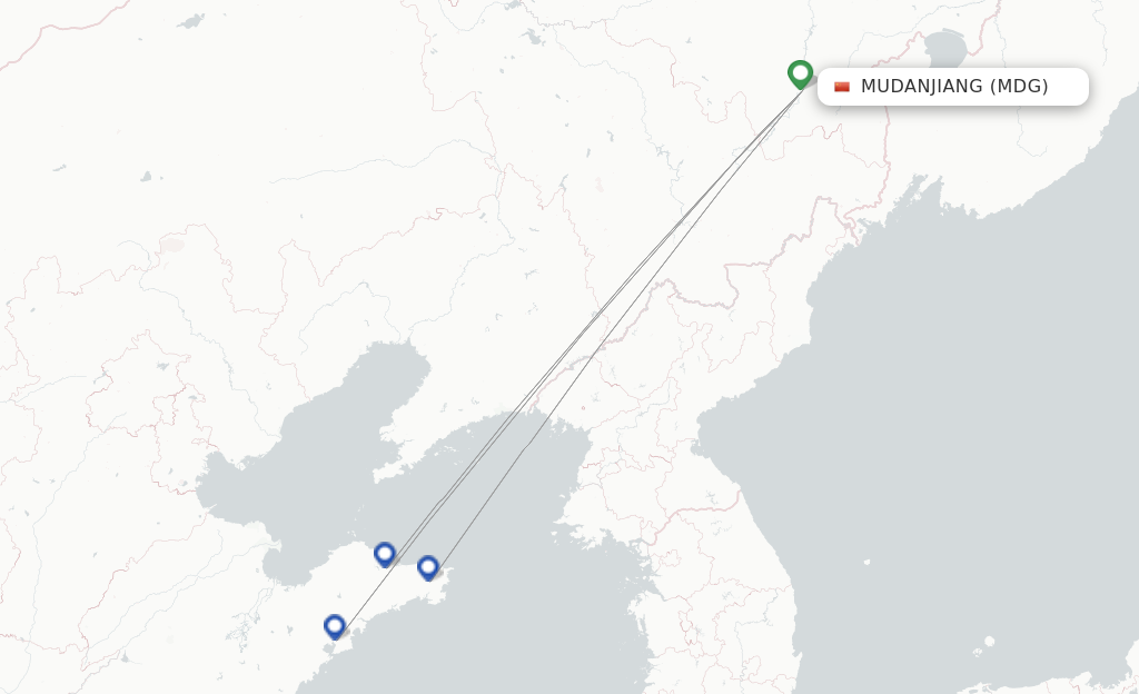 Route map with flights from Mudanjiang with China Eastern