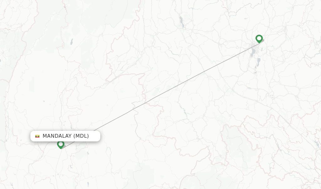 Route map with flights from Mandalay with China Eastern