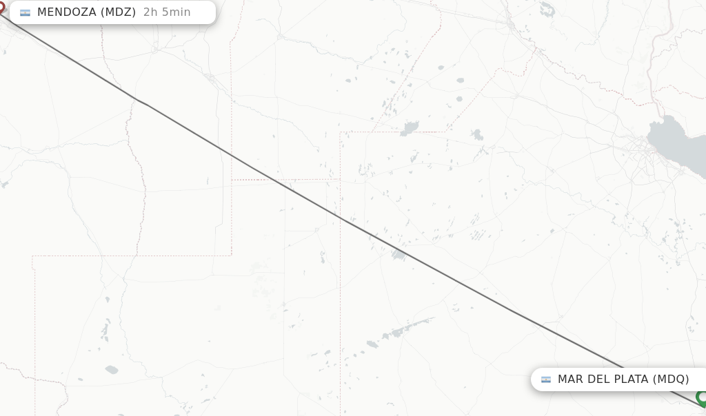 Flights from Mar Del Plata to Mendoza route map