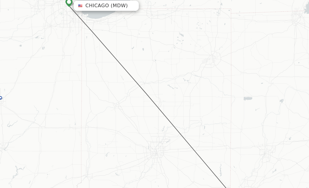 Flights from Chicago to Cincinnati route map