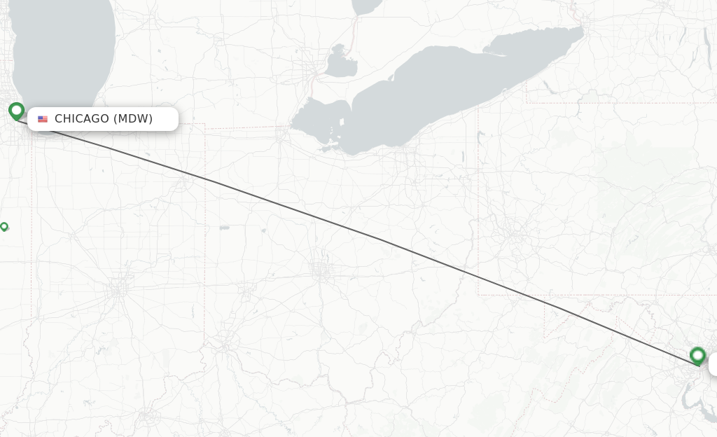 Flights from Chicago to Washington route map