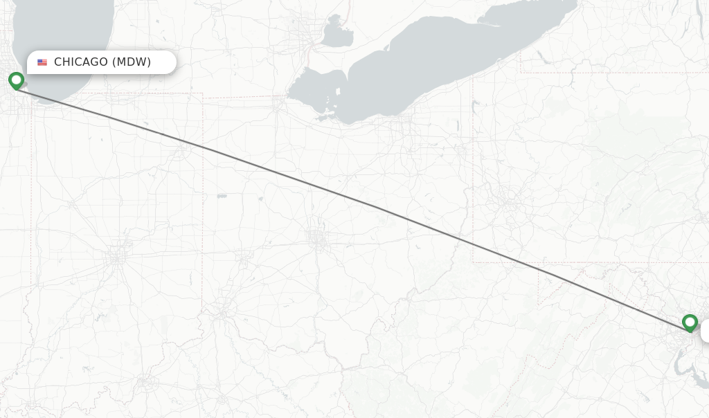 Flights from Chicago to Washington route map