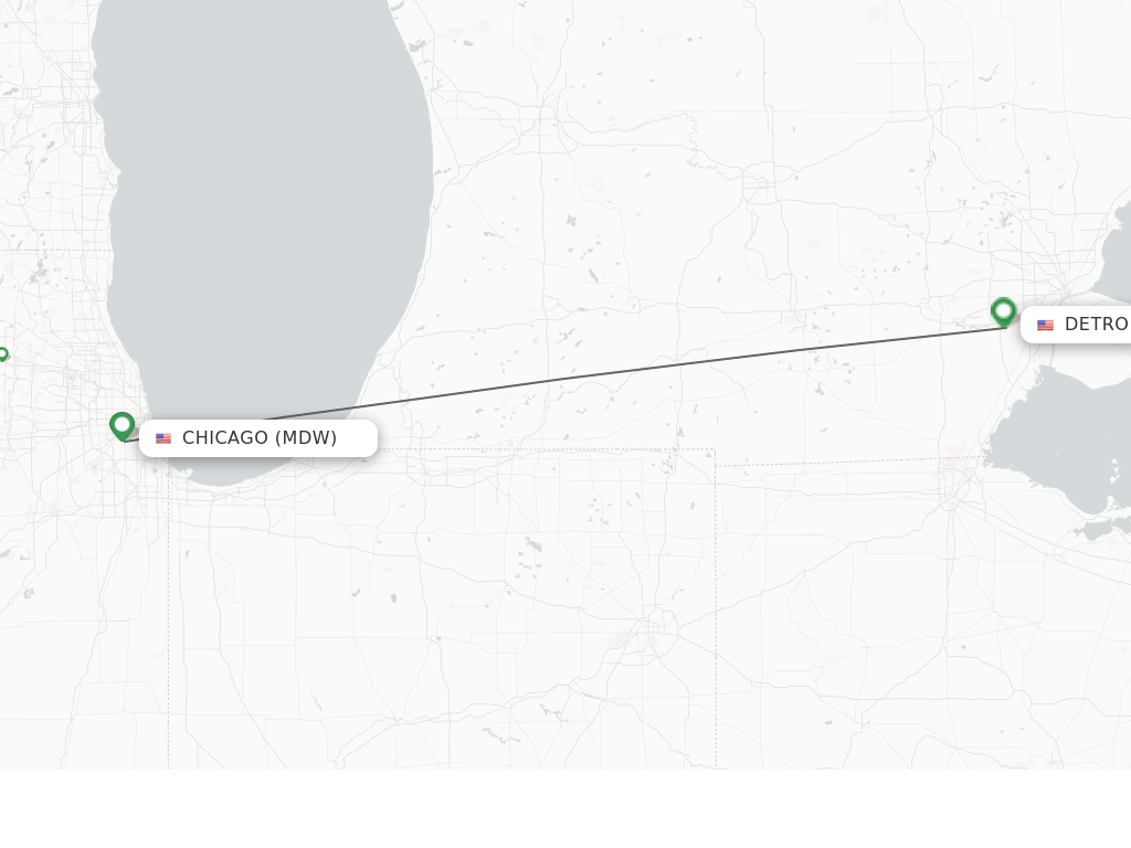 Flights from Chicago to Detroit route map