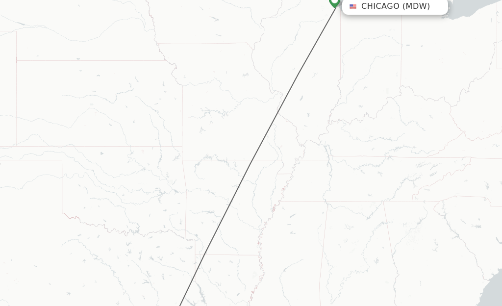 Flights from Chicago to Houston route map