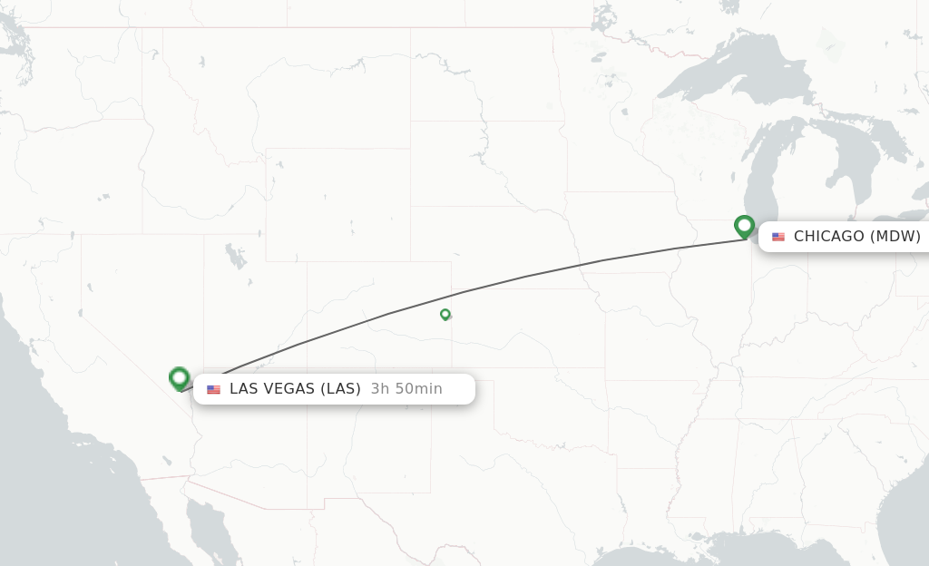 Flights from Chicago to Las Vegas route map