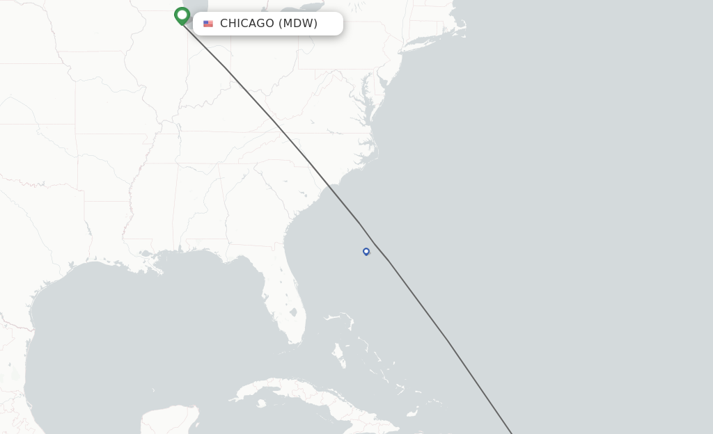 Flights from Chicago to San Juan route map