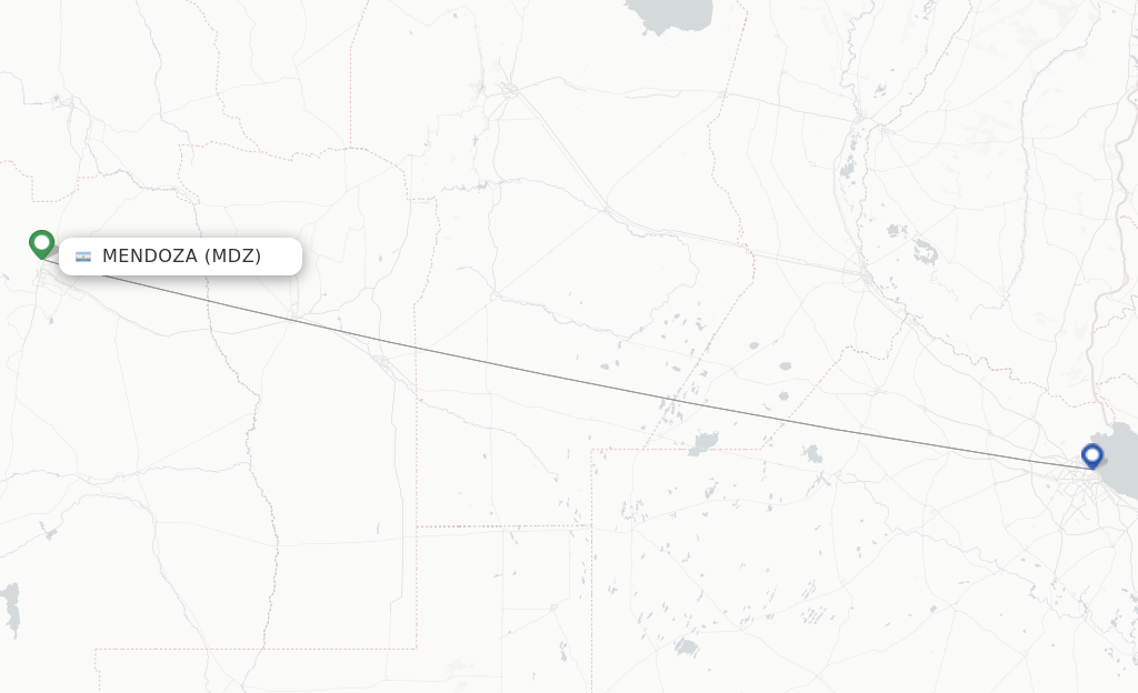 Route map with flights from Mendoza with Felix Airways