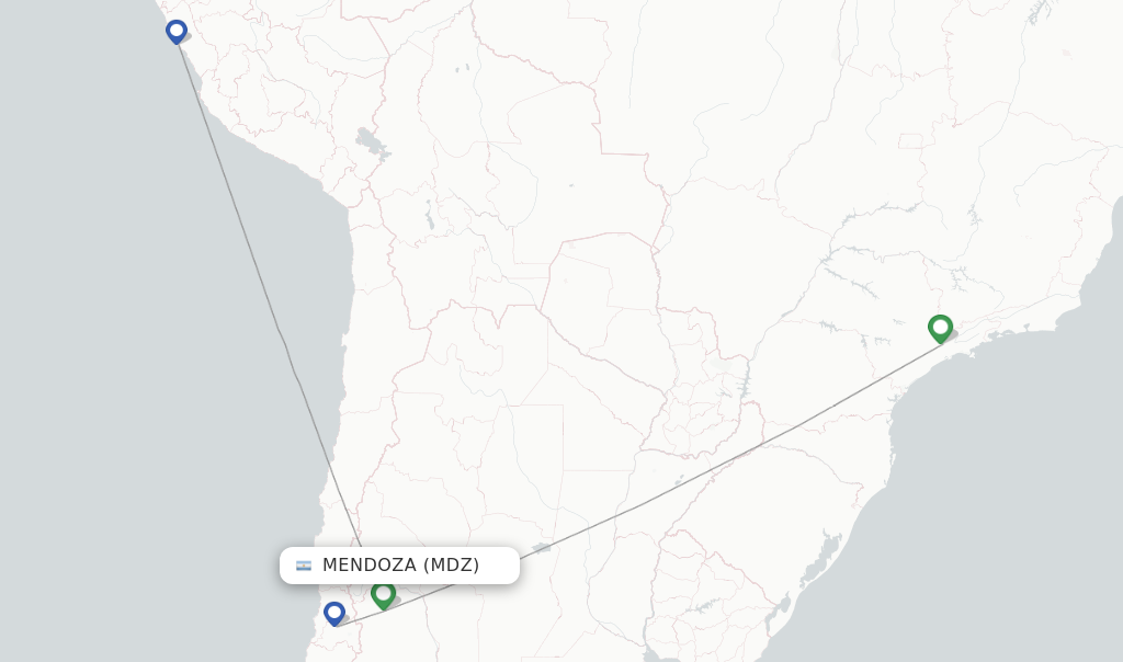 Route map with flights from Mendoza with LATAM
