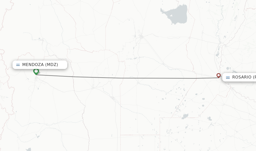 Flights from Mendoza to Rosario route map