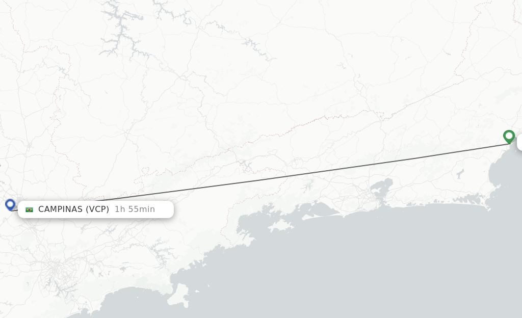Flights from Macae to Campinas route map