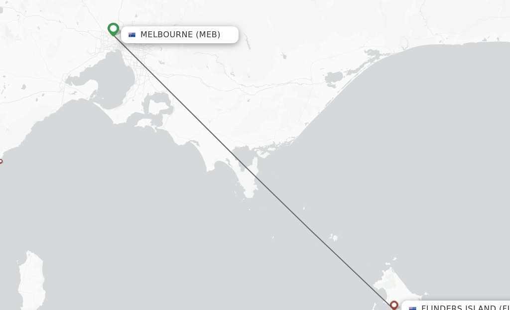 Flights from Melbourne to Flinders Island route map