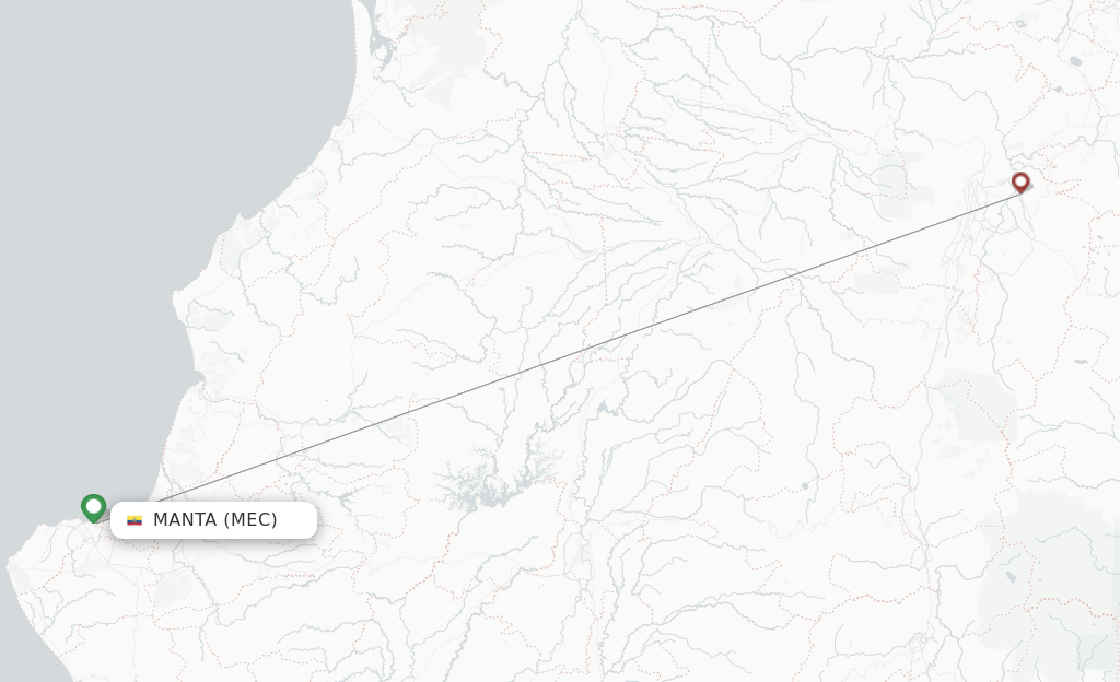 Route map with flights from Manta with LATAM