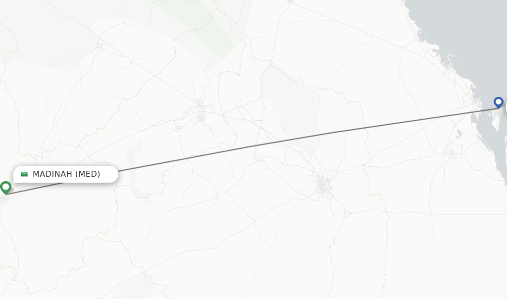 Flights from Madinah to Bahrain route map