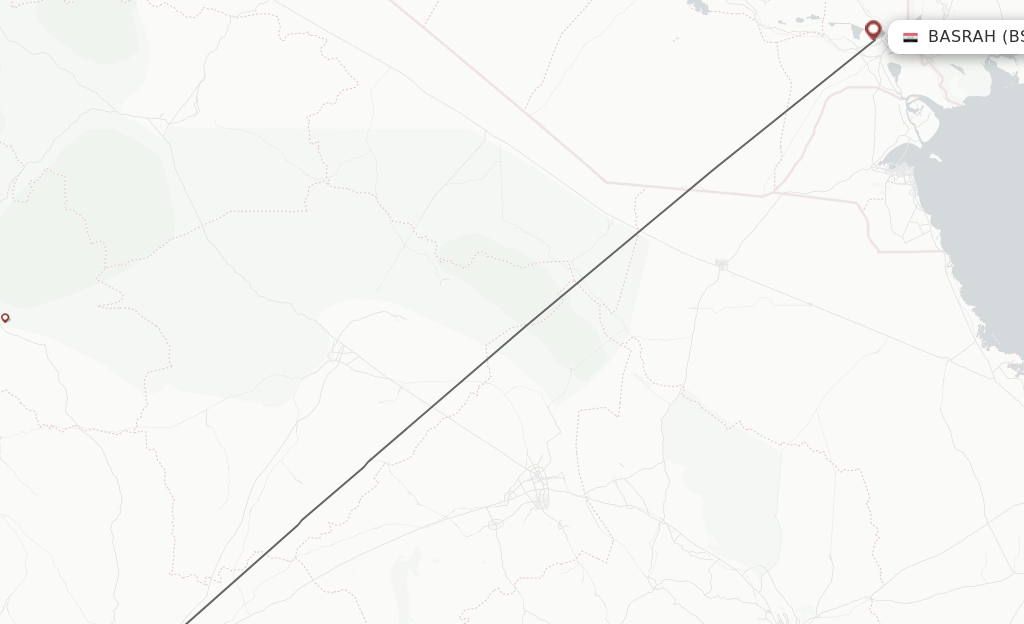 Flights from Madinah to Basra route map