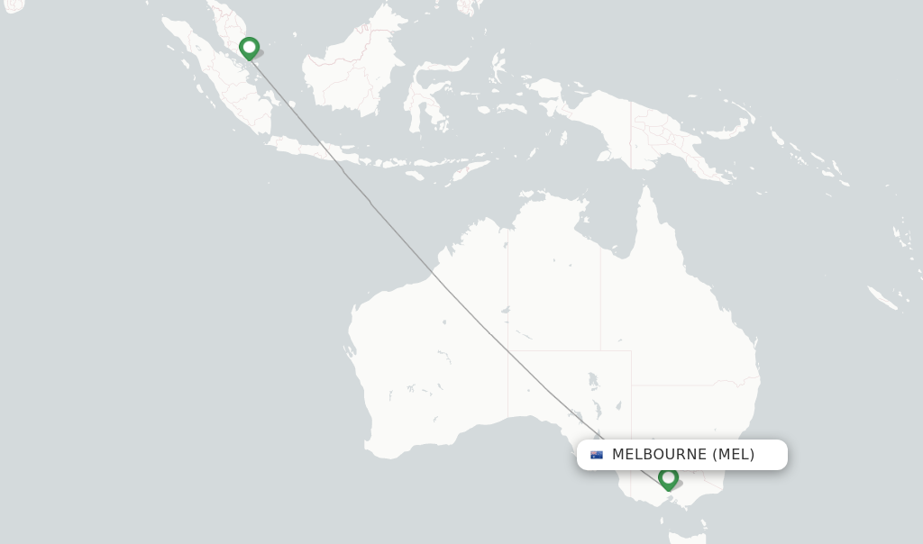 Route map with flights from Melbourne with Scoot