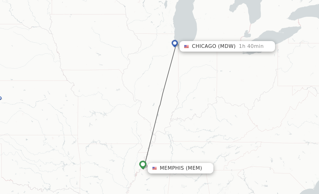 Direct (non-stop) flights from Memphis to Chicago - schedules