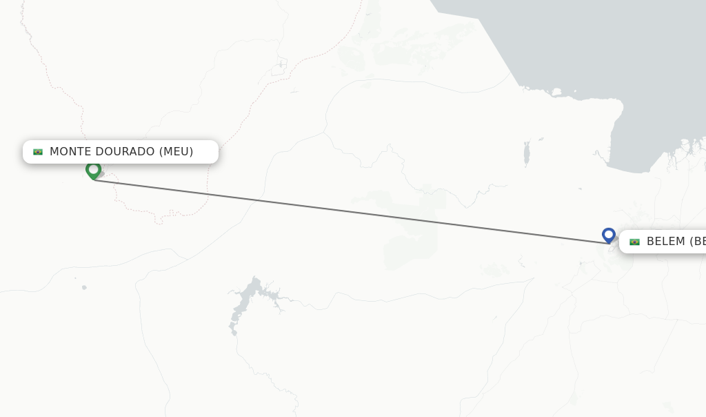 Flights from Monte Dourado to Belem route map