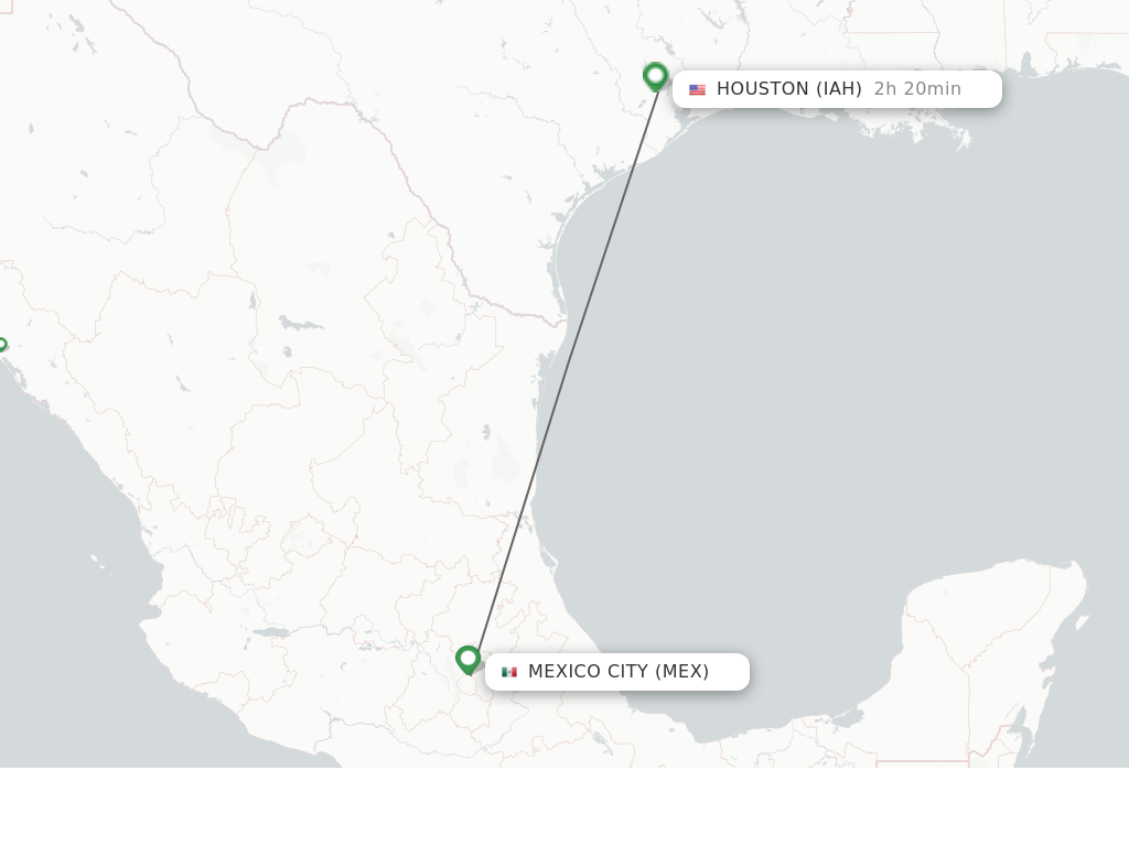 Flights from Mexico City to Houston route map