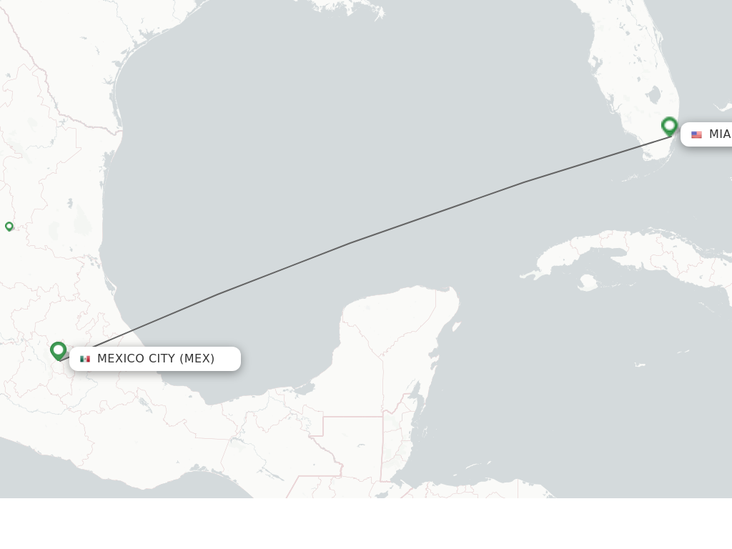 Flights from Mexico City to Miami route map