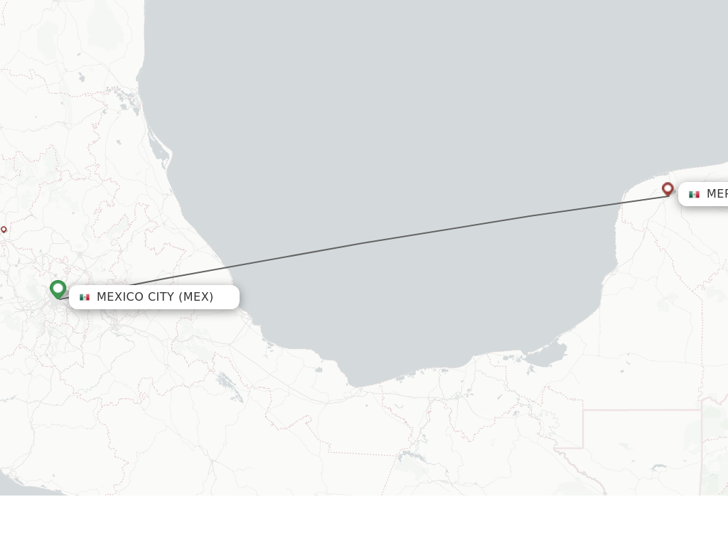 Flights from Mexico City to Merida route map