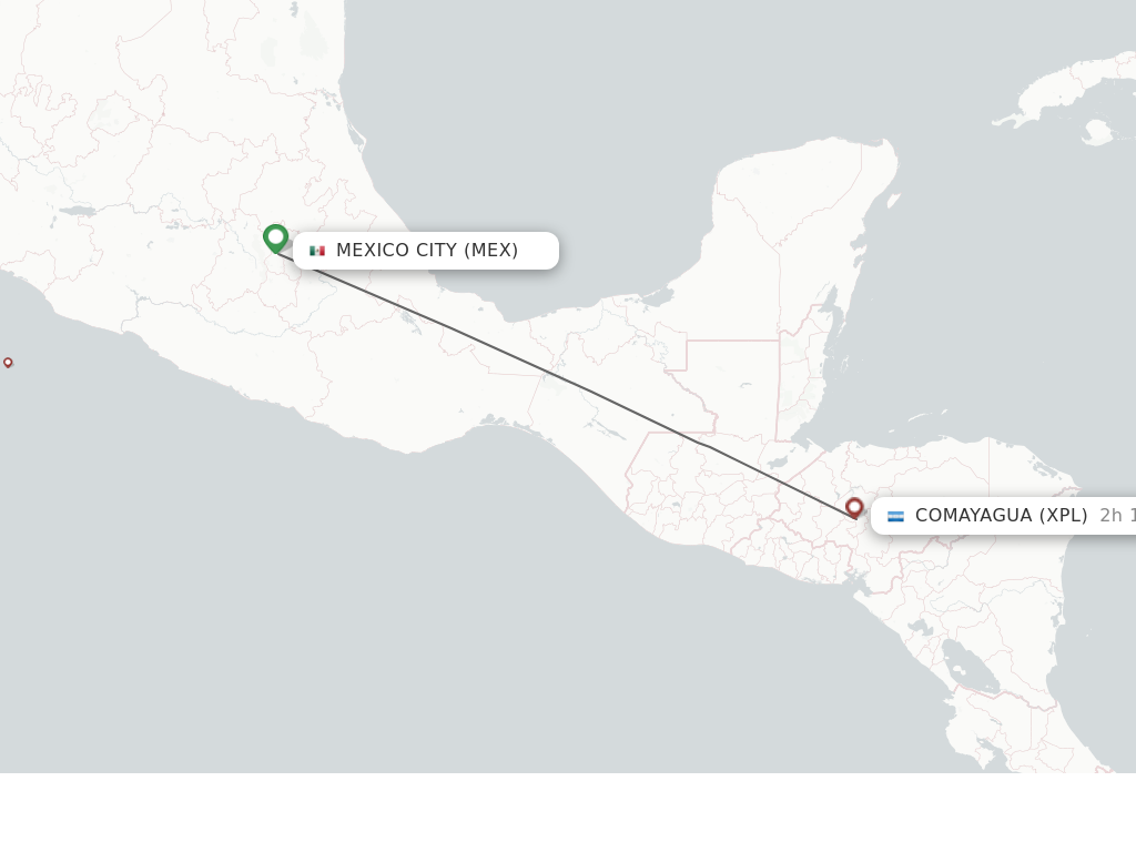 Flights from Mexico City to Comayagua route map