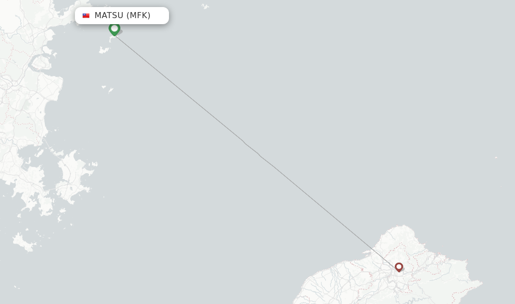Route map with flights from Matsu with UNI Air
