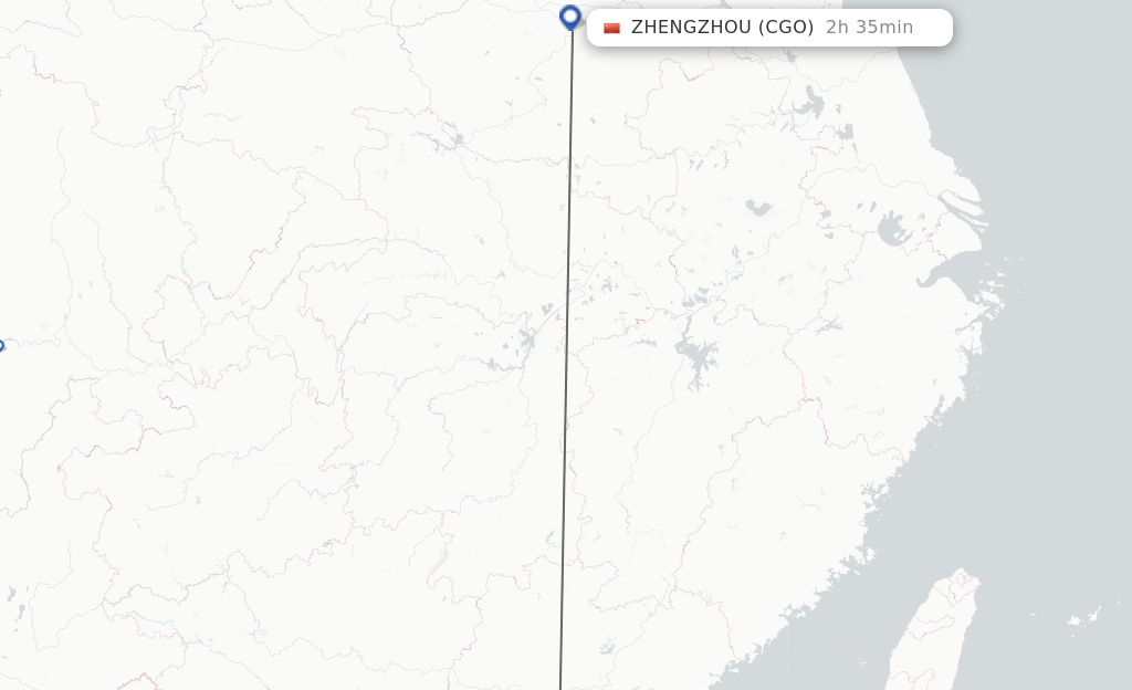 Flights from Macau to Zhengzhou route map