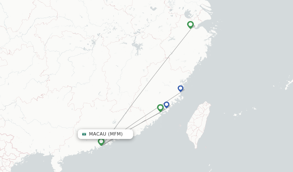 Route map with flights from Macau with XiamenAir