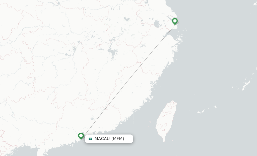 Route map with flights from Macau with China Eastern