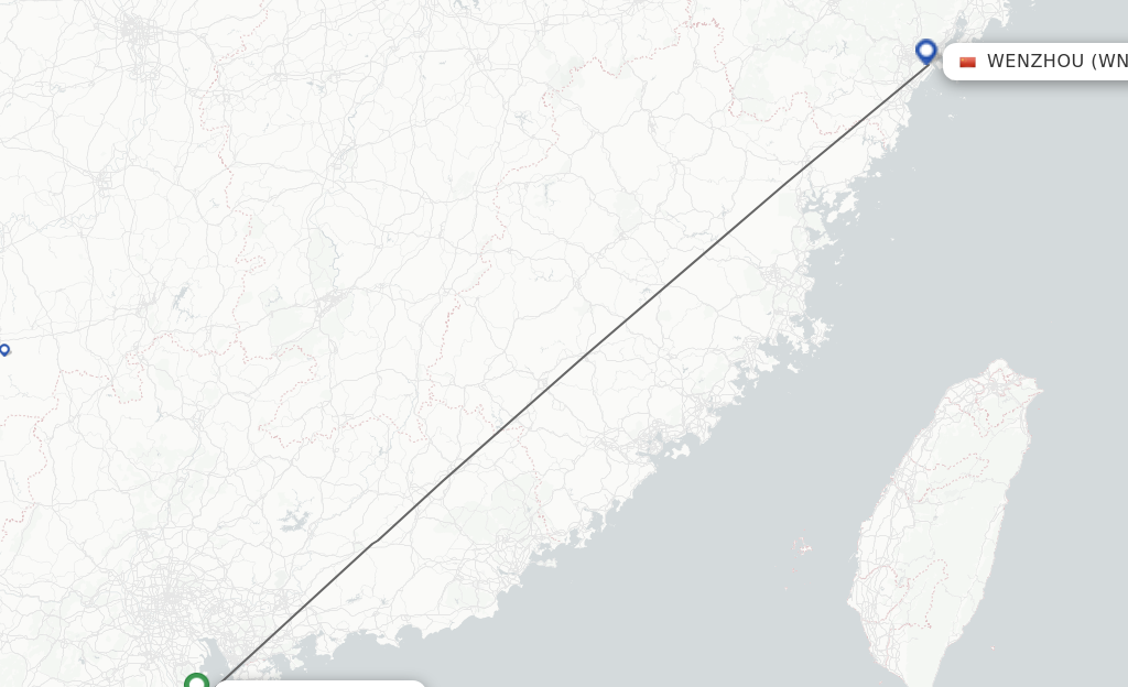 Flights from Macau to Wenzhou route map