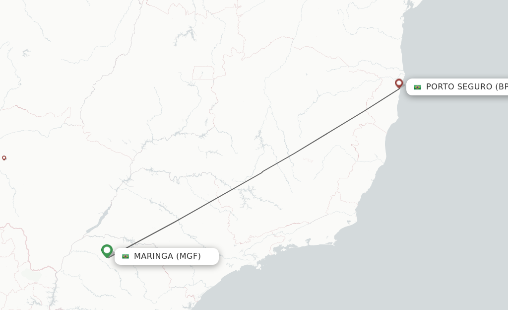 Flights from Maringa to Porto Seguro route map