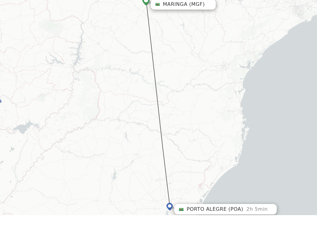 Flights from Maringa to Porto Alegre route map