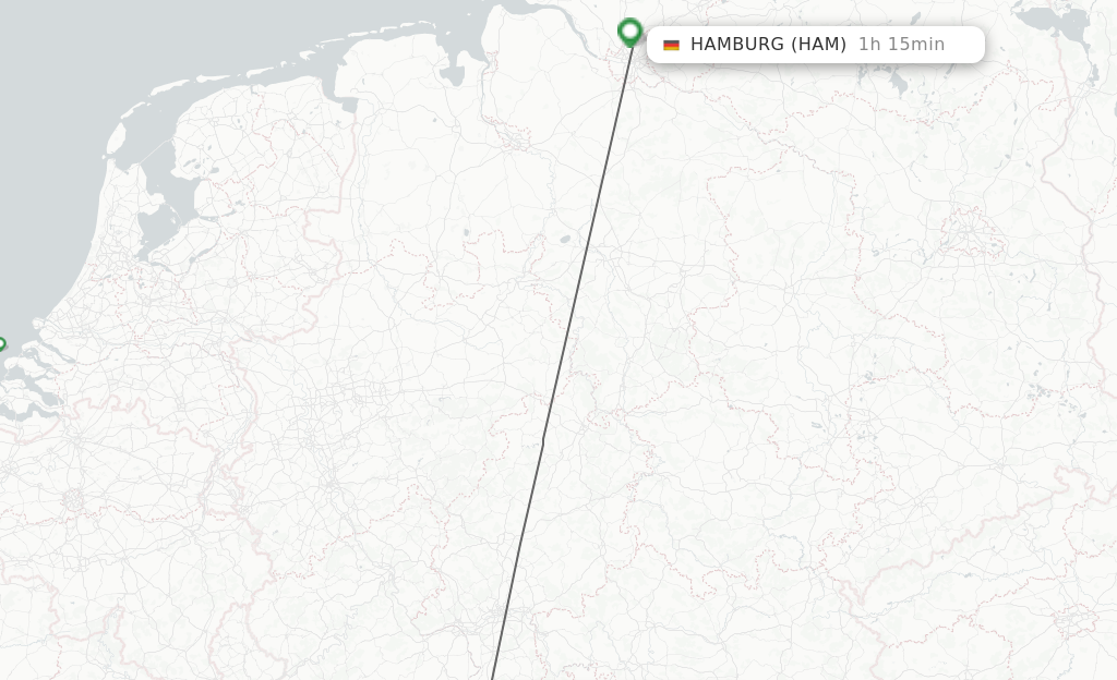 Flights from Mannheim to Hamburg route map
