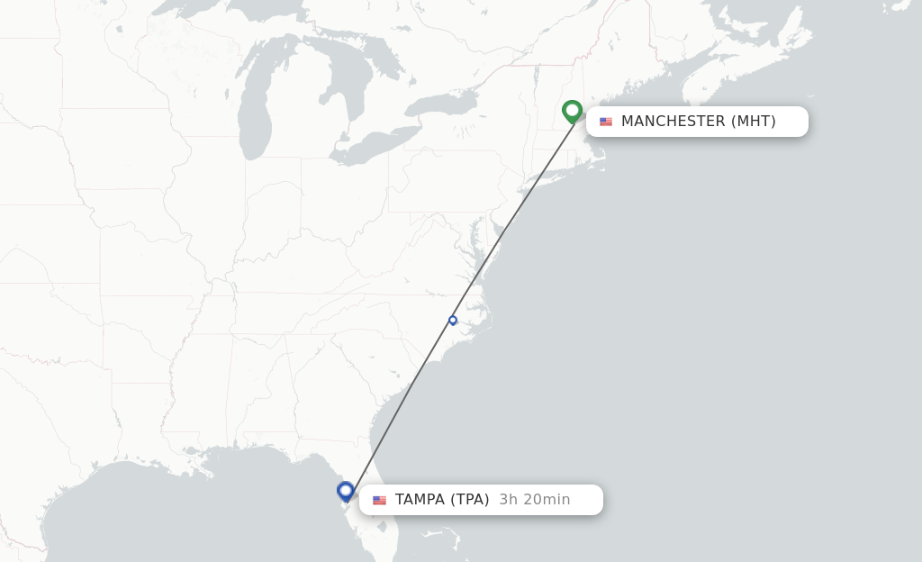 Direct (non-stop) flights from Manchester to Tampa - schedules