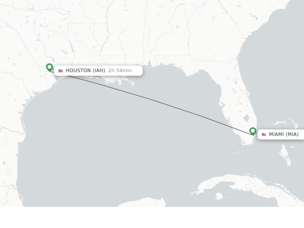 Flights from Miami to Houston route map