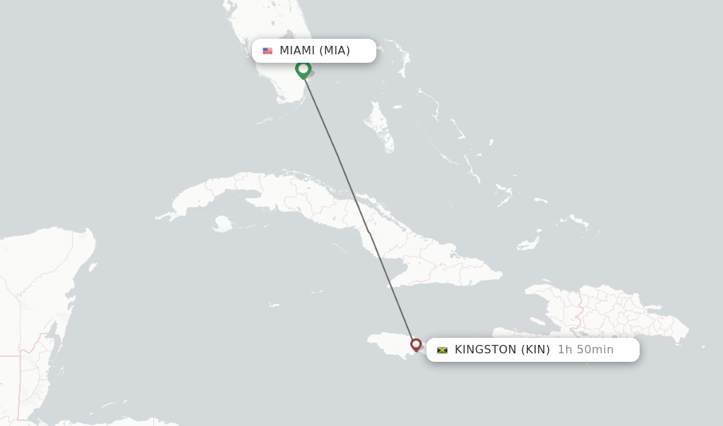 Direct (nonstop) flights from Miami to Kingston schedules