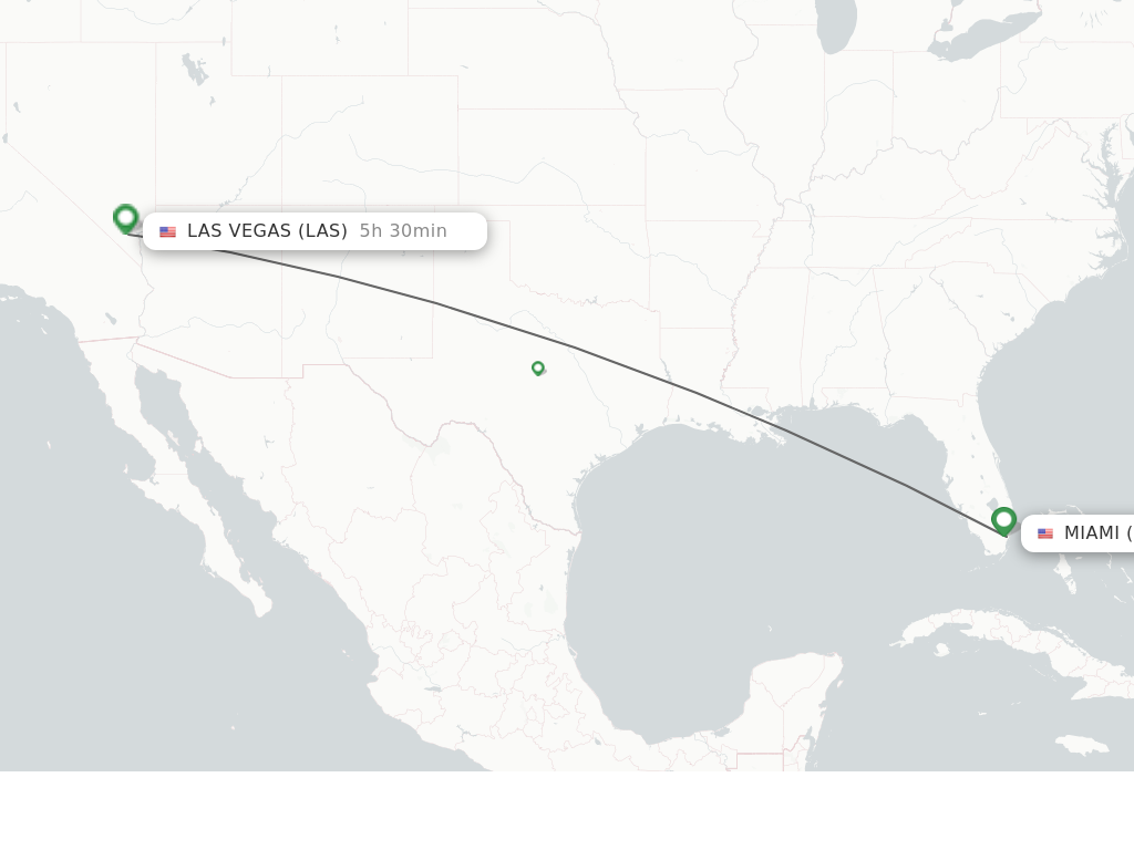 Flights from Miami to Las Vegas route map