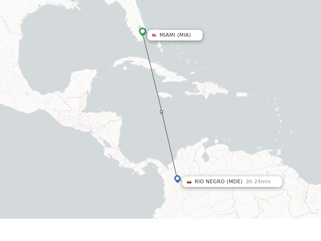 Flights from Miami to Rio Negro route map