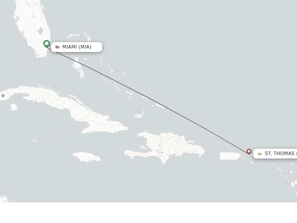Direct (non-stop) flights from Miami to Saint Thomas - schedules