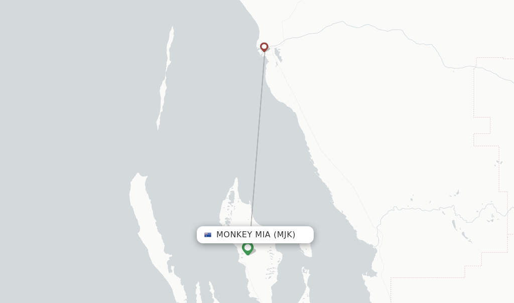 Route map with flights from Monkey Mia with Rex