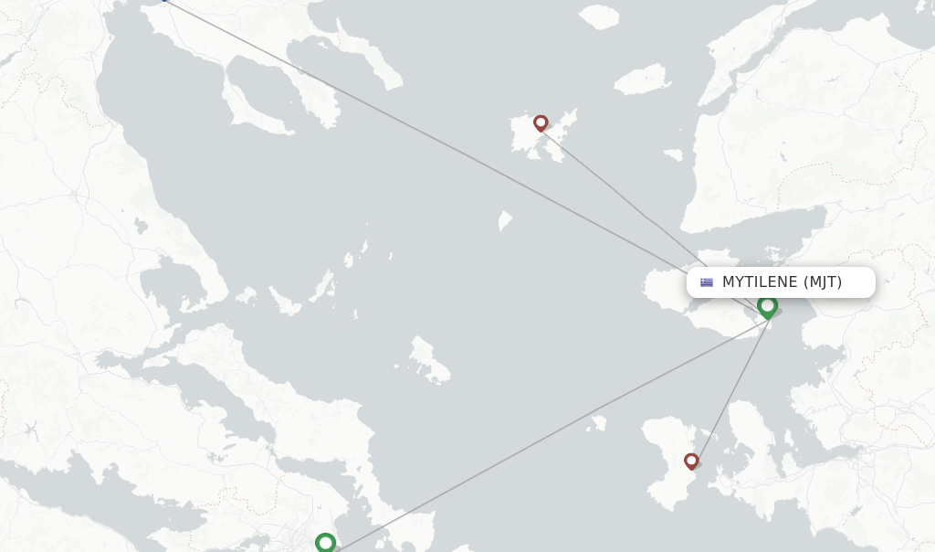 Route map with flights from Mytilene with Sky Express