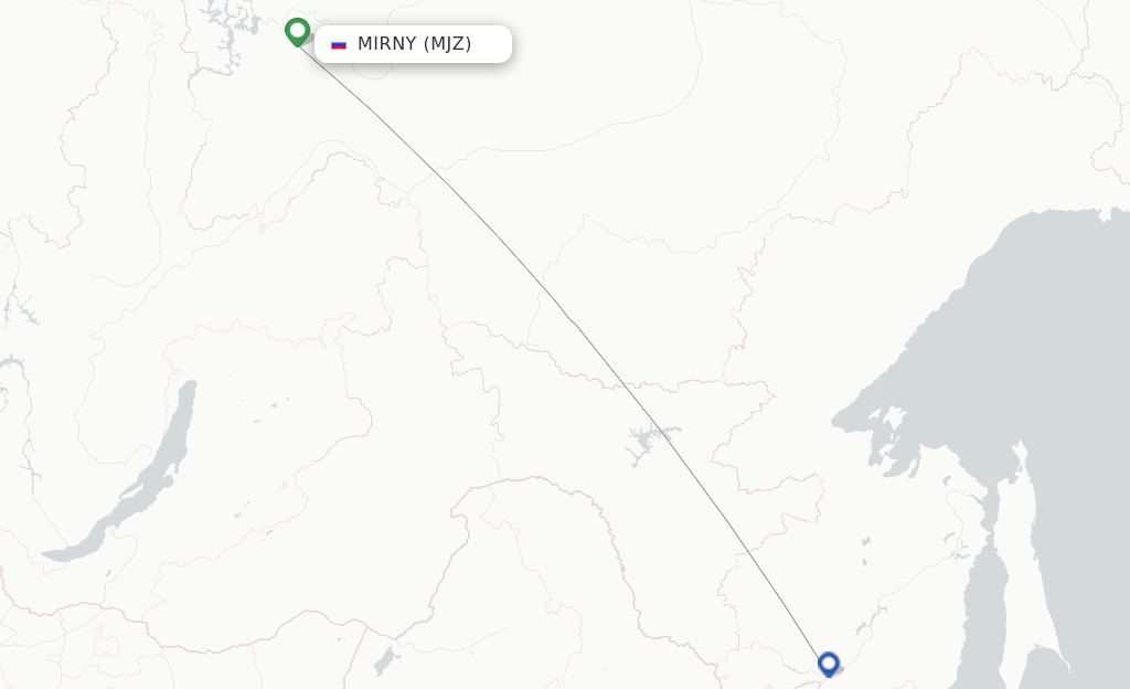 Route map with flights from Mirnyj with Aurora