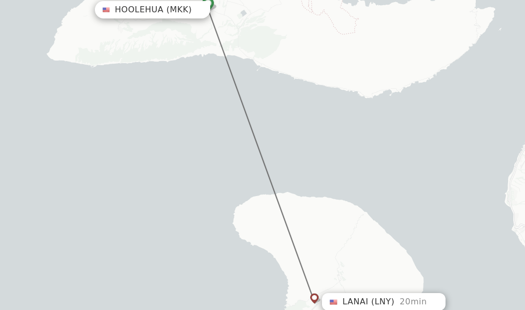 Flights from Hoolehua to Lanai route map